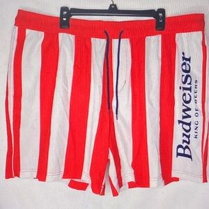 Budweiser Red and White Swim Trunks
